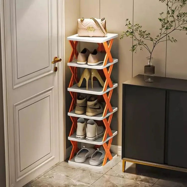 New Arrival Stackable Shoe Rack Multi-layer Storage Shoes Shelf Box Plastic Space Saving Cabinet Shoes Organizer For Entry(5 Layer Random Color)