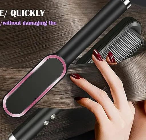 2-in-1 Hair Straightener Iron Brush Straight Hair Comb Curling Professional Styling Brush For Women (random Color)