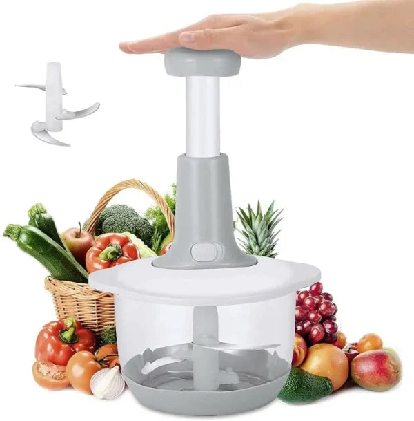 Manual Hand Push Chopper | Multi-functional Vegetable Meat Grinder, Grater, Chopper – 1.5 Liter (random Color